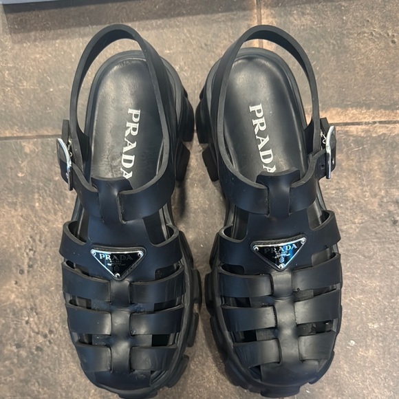 Prada Black Monolith Sandals - Picture 2 of 4